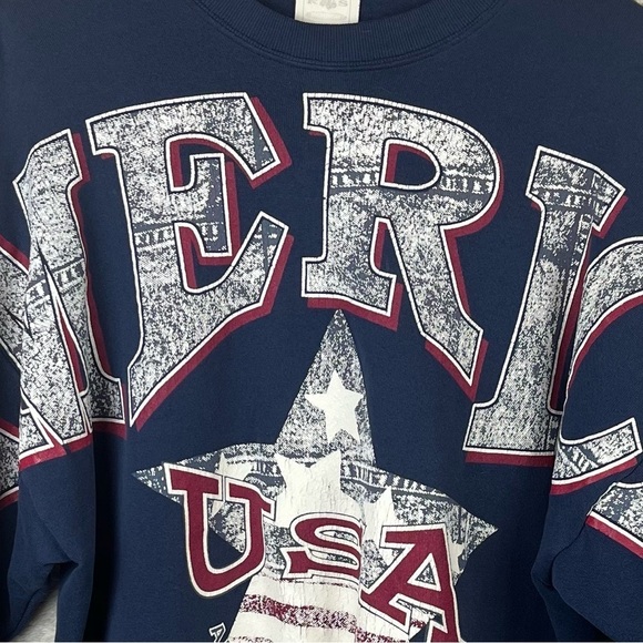 Vintage 90's America SpiritwearSpellout Sweatshirt XL USA Biker Grunge Track - Picture 3 of 12